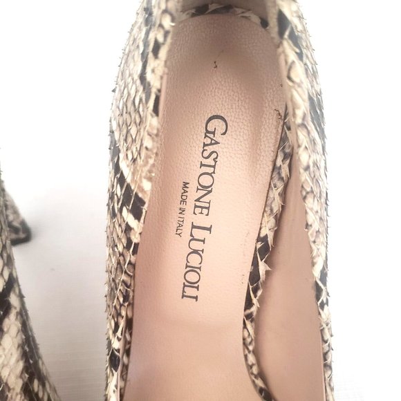 Gastone Lucioli Peep Toe Heels-Python Skin 8.5 - Picture 6 of 8